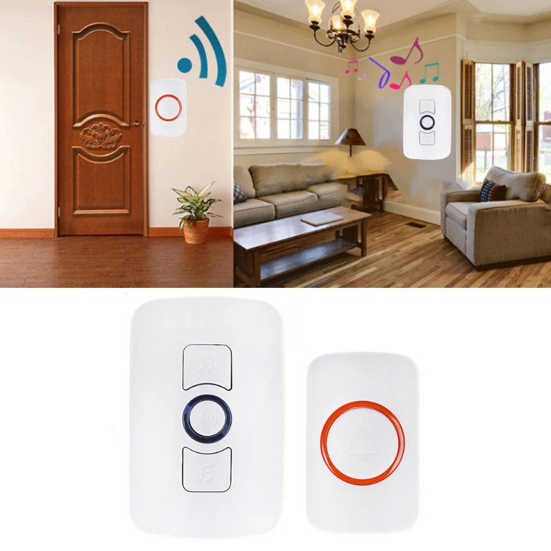 

918A LED Wireless Doorbell Plug-in Cordless Home Door Chime With 32 Optional Chimes