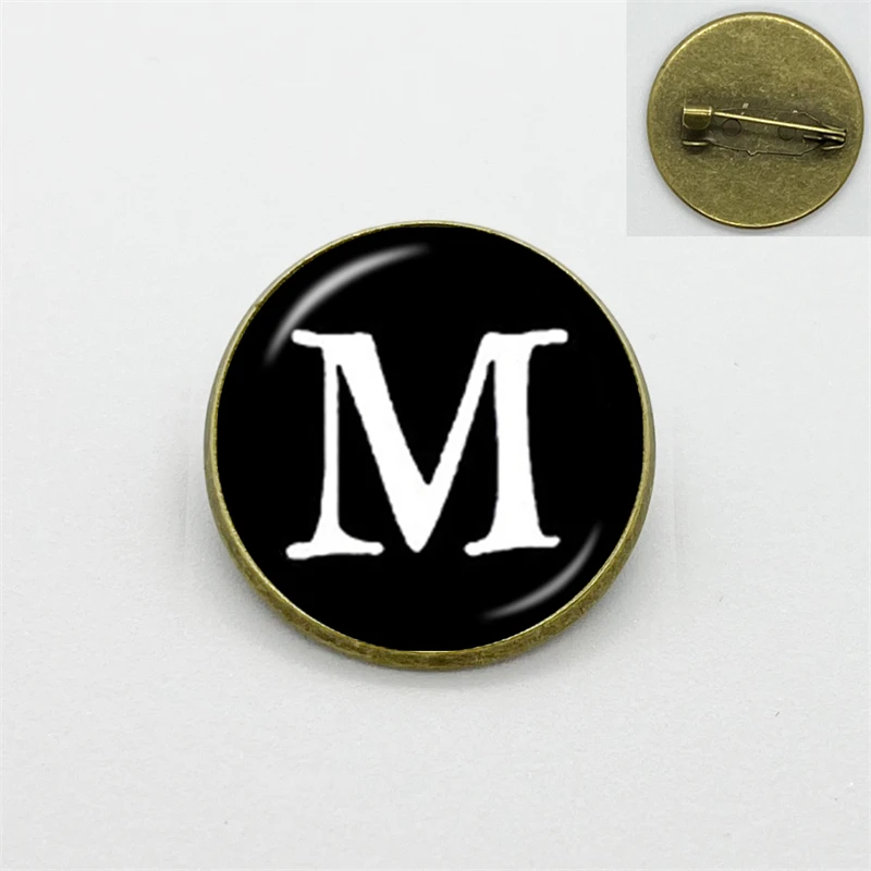 

Artistic Design A-Z 26 English Letters Brooch Initial Name Badges High Quality Handmade Picture Glass Cabochon Lapel Pins Gift