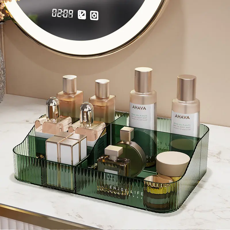 

Light Luxury Desktop Cosmetic Storage Box Acrylic Dressing Table Mask Skin Care Products Organizer Sundries Snack Storage Basket