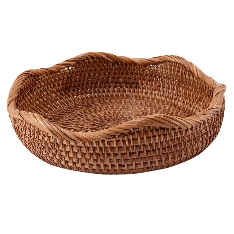 

Rattan Woven Snacks Candy Storage Basket Nordic Craft Innovative Fruit Plate Home Holiday Decoration Storage Basket