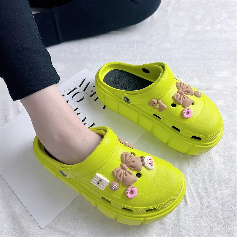 Shevalues Women Outdoor Clogs Slippers Fashion Thick Sole Sandals Summer Female EVA Non-slip Flip Flops Garden Shoes Home Slides
