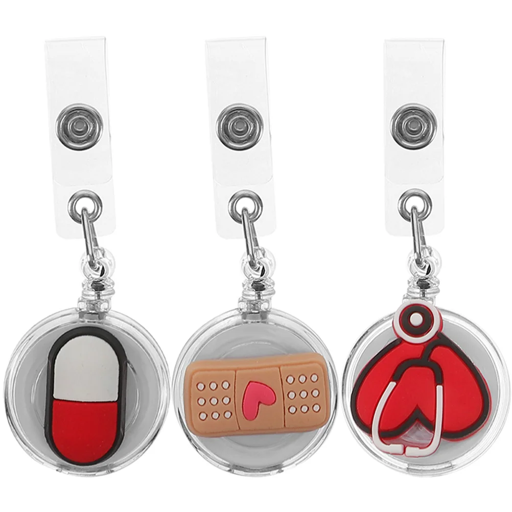 

3Pcs Name Badge Holders Nurse Badge Buckles Multi-function ID Card Holders for Doctor Nurse