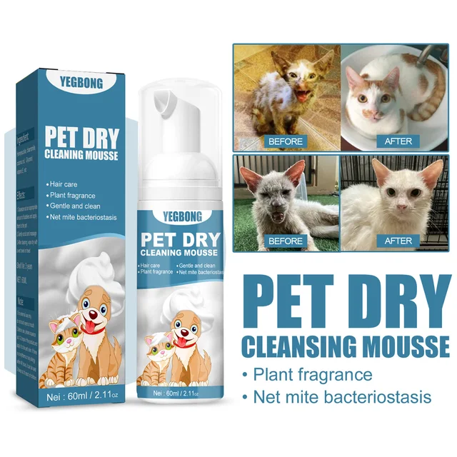 Cat Dry Shampoo No Rinse Foam Cat Dog Bath Rinse Free Shampoo For Dogs And Cats Freshens And Removes Odors Shorten Pets Bath 4
