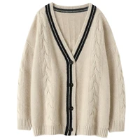 striped high end luxury designer clothes cardigan thick 100 cashmere winter warm sweater women new latest fashion 2022 clothes
