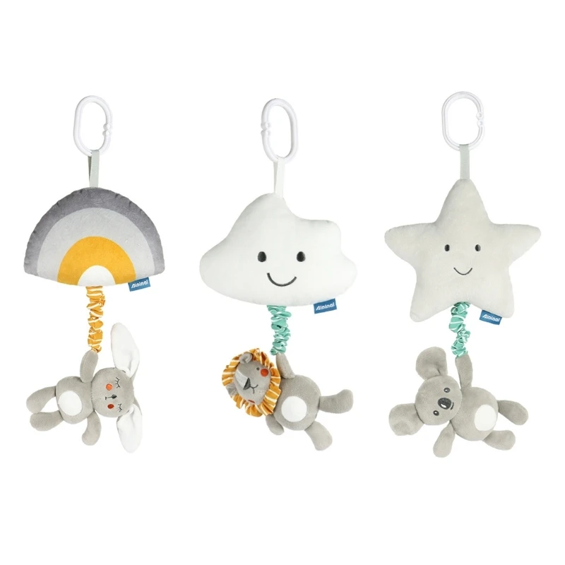 

Симпатичная детская подвесная игрушка для коляски, мягкая разглаживающая игрушка в форме льва, кролика
