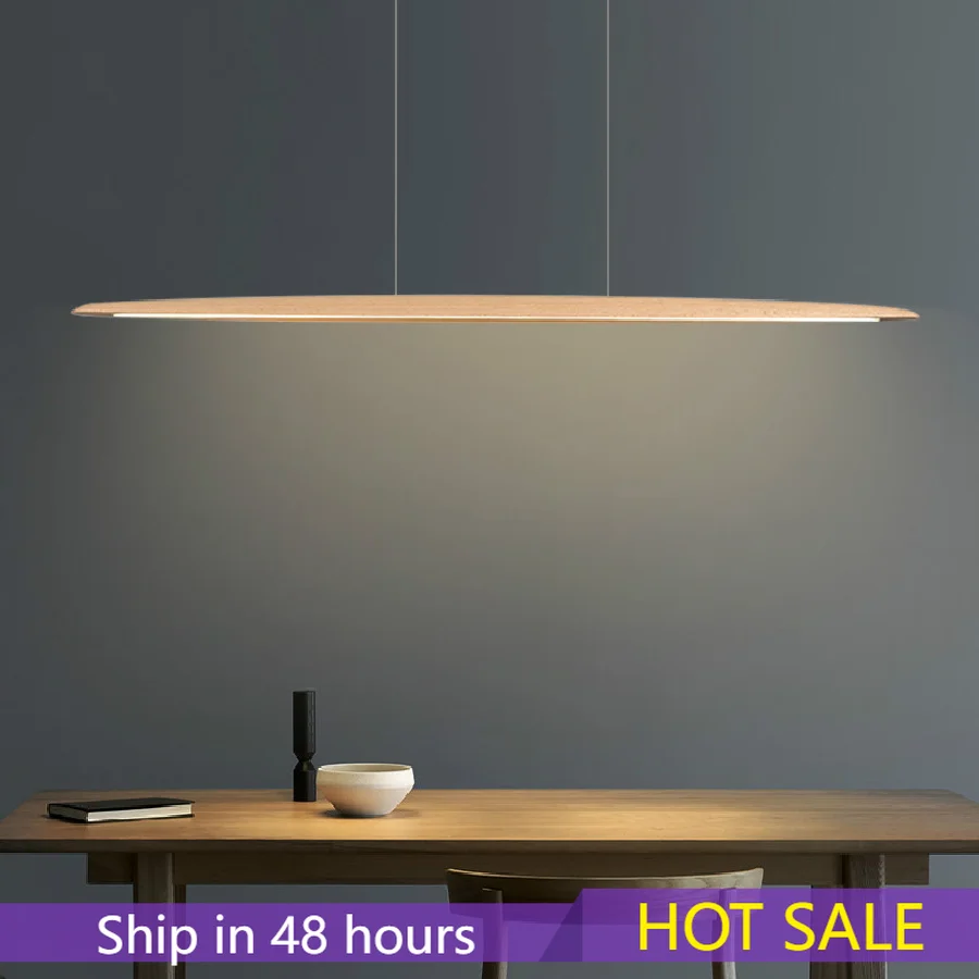 

Log Dining Room Chandelier Long Plate Nordic Designer Long Strip Modern Simple Family Living Room Extra Bright Bar New Japanese