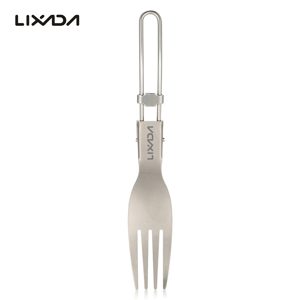 

Lixada Titanium Folding Fork Ultralight Camping Dinner Fruit Fork Portable Outdoor Tableware for Backpacking Hiking Picnic