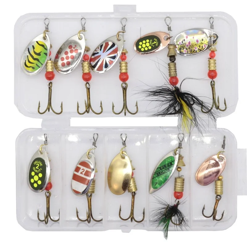 

2.5g3g3.5g4.5g Lure Rotating Metal Fishing Hook Sequin Lure Portable Sequin Blade Fake Bait Kit with Barbed Crank Hook Fish Hook