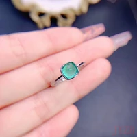 aaaa natural colombian emerald womens ring 925 sterling silver gift simple and compact