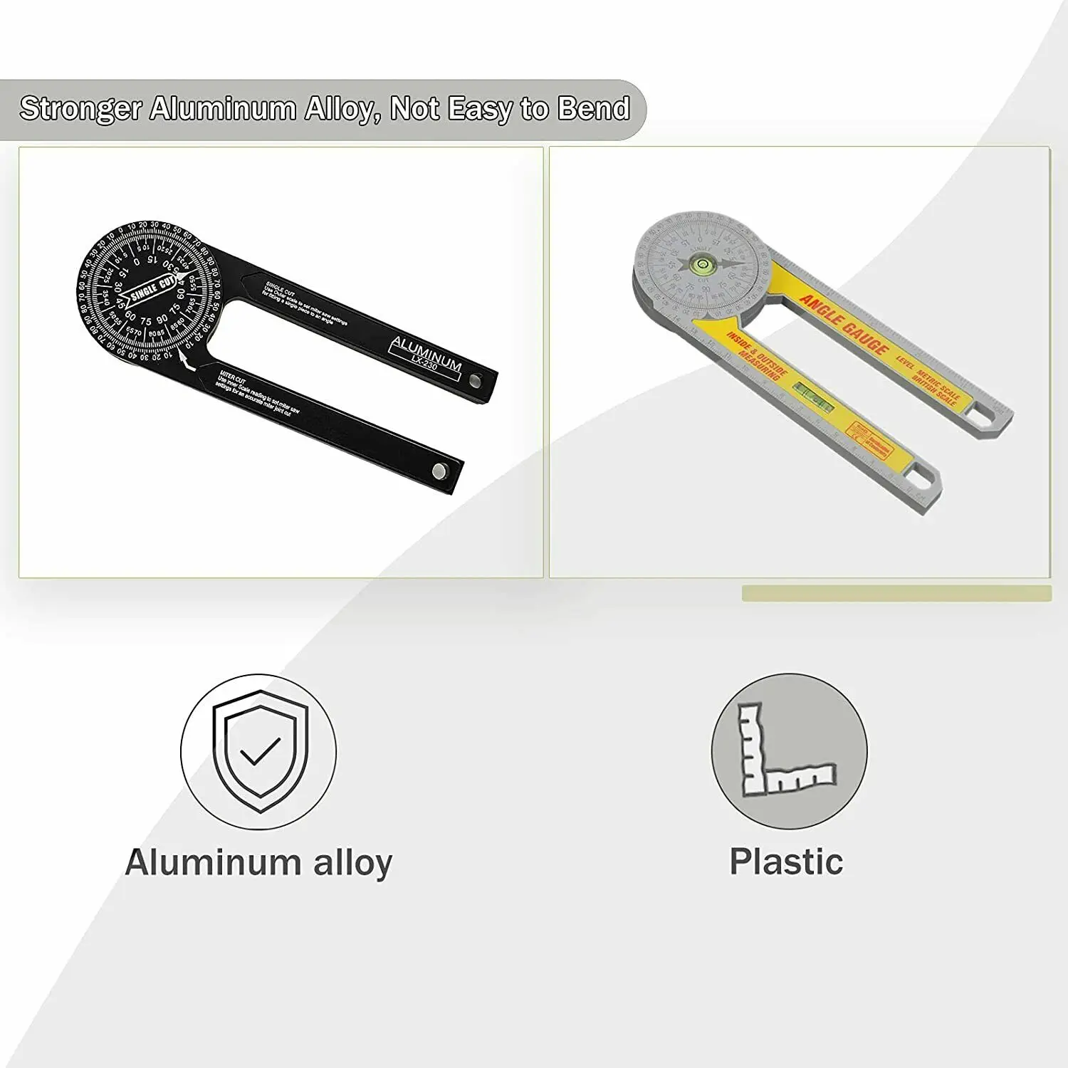 

Honhill Aluminum Alloy Miter Saw Protractor 360 Degree Horizontal Angle Gauge Carpenter's Square Locating Angle Gauge