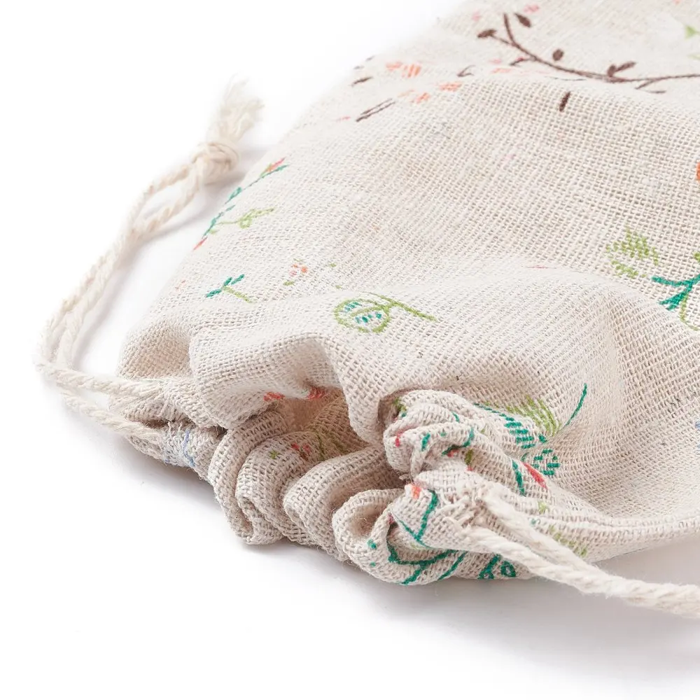 50Pcs Cotton Drawstring Bags Colorful Flower Pattern Packing Pouches for Wedding Christmas Jewelry Containers Gift Storage Sacks