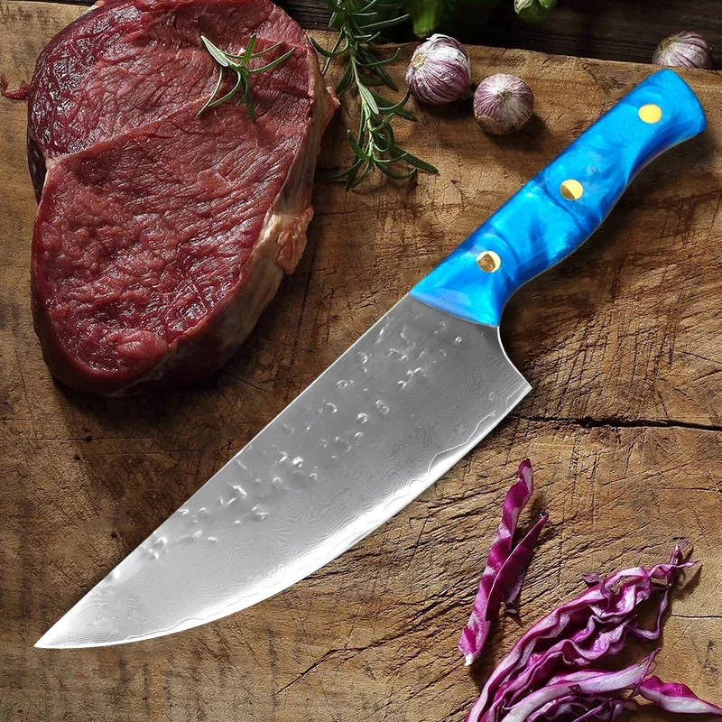 Нож из дамасской стали нож шеф-повара для измельчения мяса овощей набор кухонных