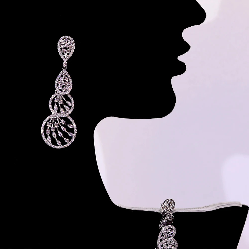 Роскошные комплекты ювелирных изделий с цирконием для женщин блестящее полое