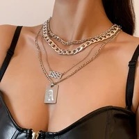 hip hop geometric letters 1999 tag necklace simple hollow chain set necklace