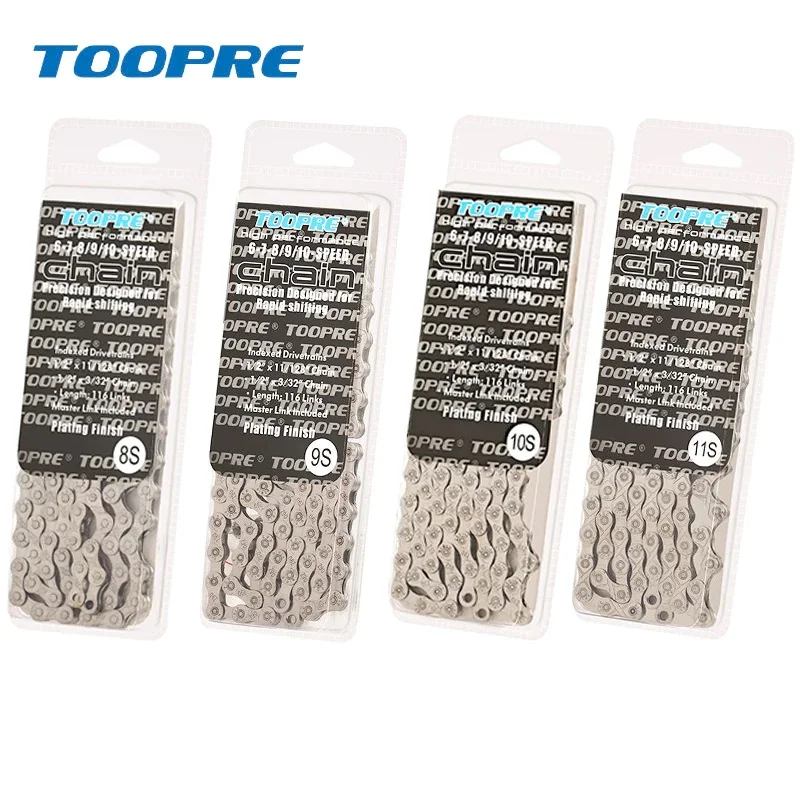 

Toopre MTB Road Bike Parts Bicycle Chain Single speed 6 7 8 9 10 11 12Speed Velocidade MTB Chains 116L Silver Part Missing Link