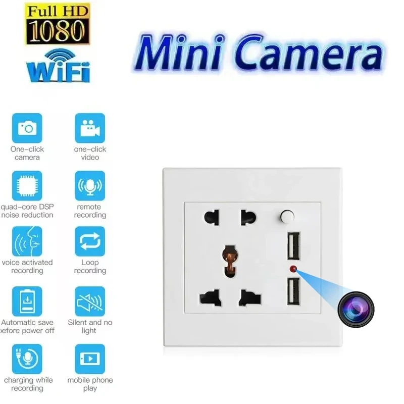 

Wifi Mini Socket Camera Spia Hiden Spiacam Invisible Espion DVR Oculta Video Recorder Camouflaged Action EU Vigilancia Camcorder