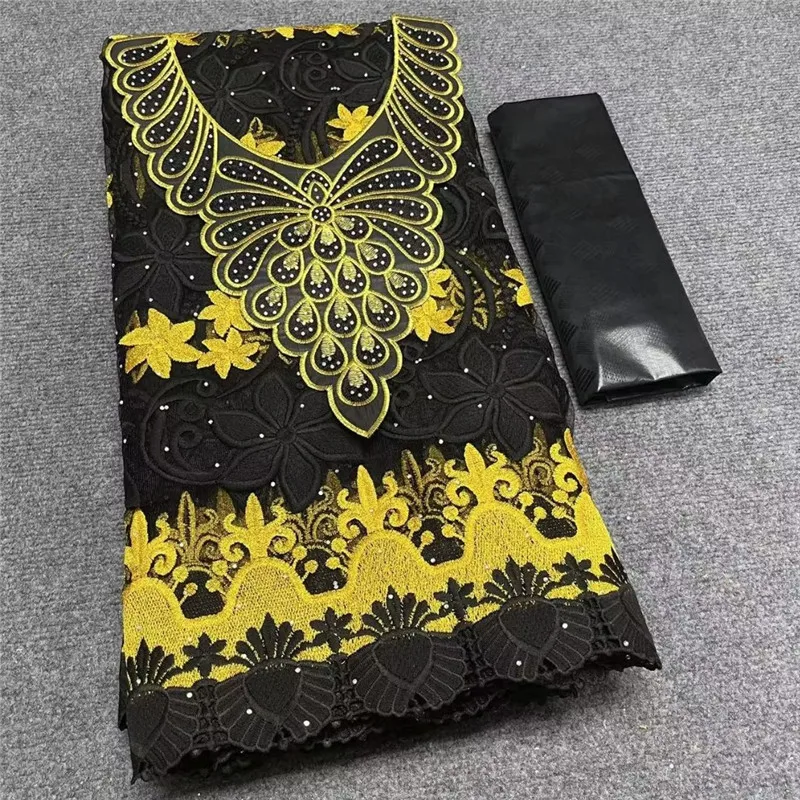 

2,5 y кружево + 2,5 y парфюм Bazin Brode богатые + вышивка воротника африканские ткани тюль шнур кружево популярный Дубай Стиль