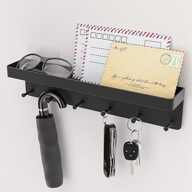 

Wall-Mounted Shelf Sundries Organizer Hanging Storage Key Rack Stand Home Decorative Storing Hanger Key Towel Holder Key Board