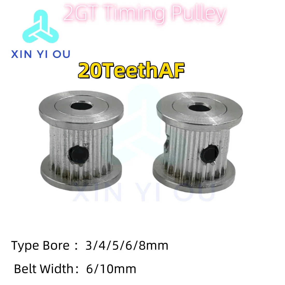 GT2 2GT Шкив ГРМ 20 зубьев Тип AF Диаметр 3/4/5/6/8 мм Ширина ремня 6/10 Детали с 3D-печатью