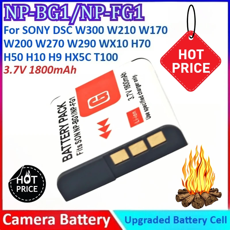 Фото Новый аккумулятор для камеры 1800 мАч 3,7 В NP-BG1/NP-FG1 + зарядное устройство для SONY DSC W300 W200 W270 W290 WX10 H70 W210 W170 H50 H10 H9 HX5C T100 №1