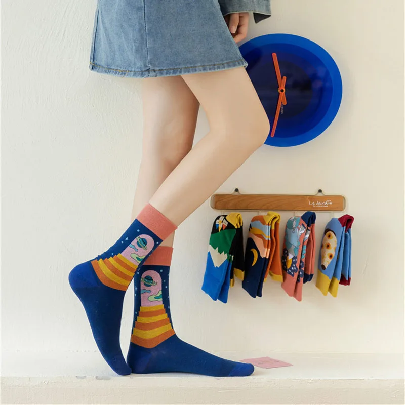 High Quality Women's Sports Socks Fashion Trend Cotton Socks Color Personality Socks