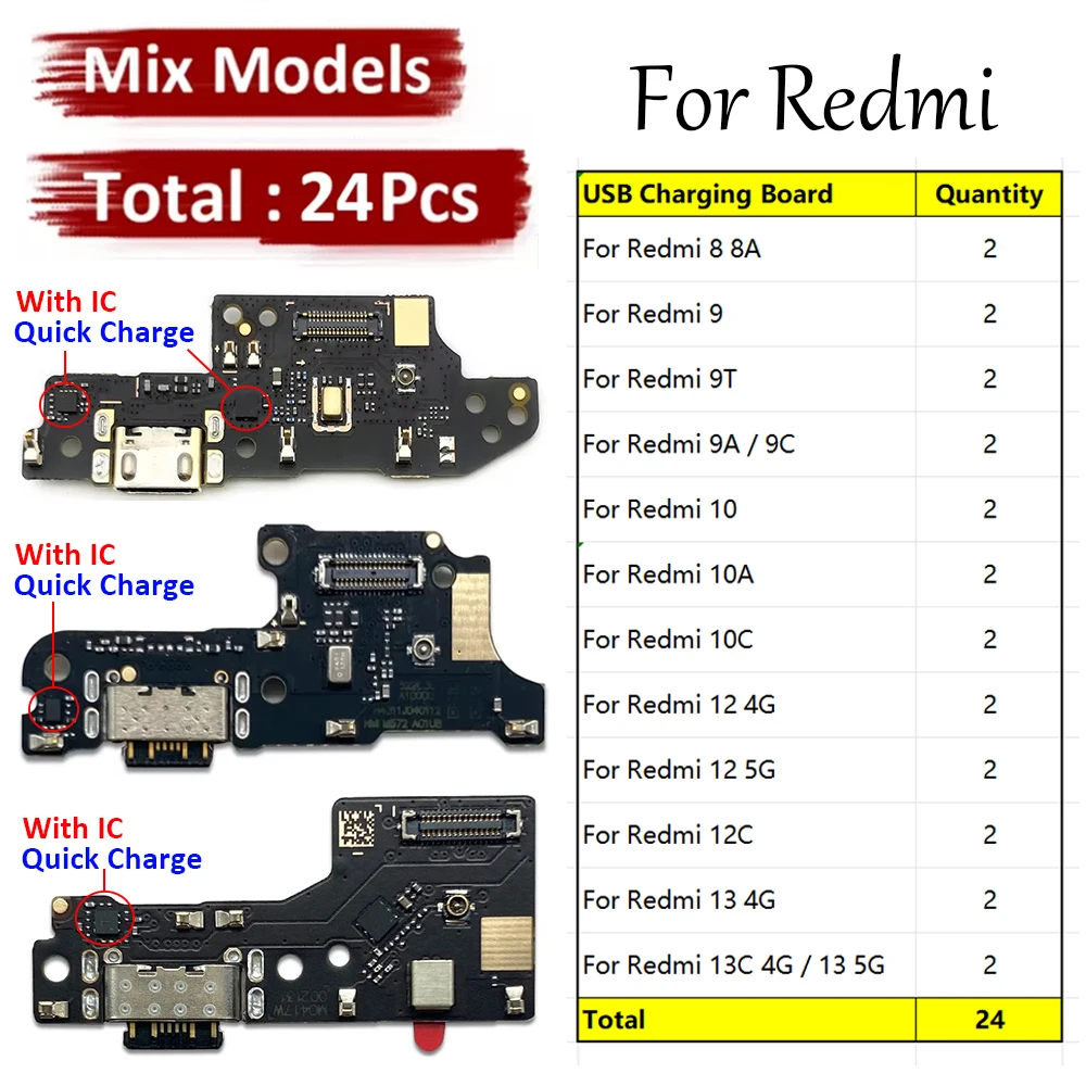 Зарядная док-станция с USB-разъемом 24 шт. гибкий кабель для Xiaomi Redmi 8 8A 9 9C 9A 9T 10 10A 10C 12