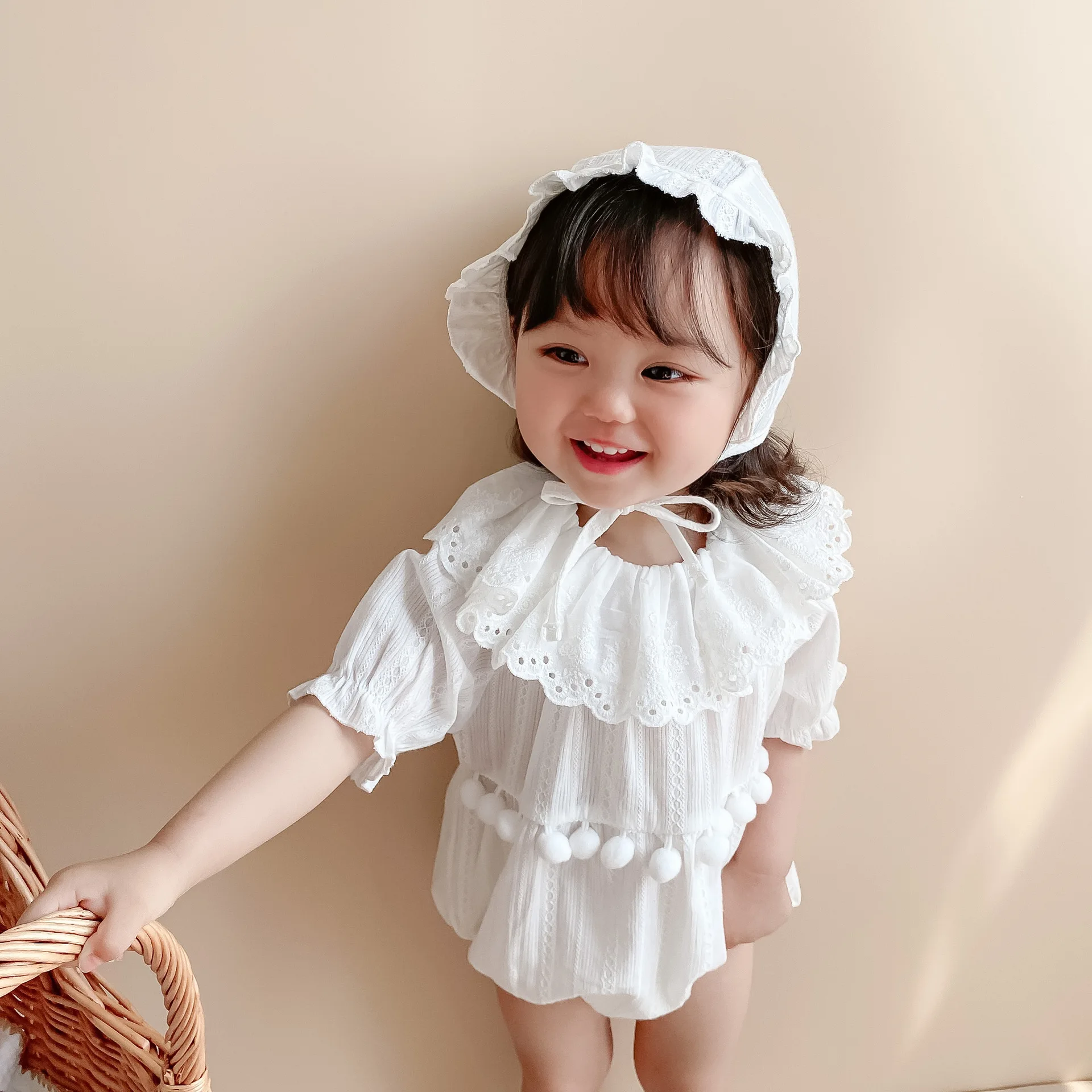 Criscky Cute Baby Clothing Spring Autumn New Fashion Infant Toddler Girls Ruffles Clothes White Half Sleeve Romper Jumpsuit