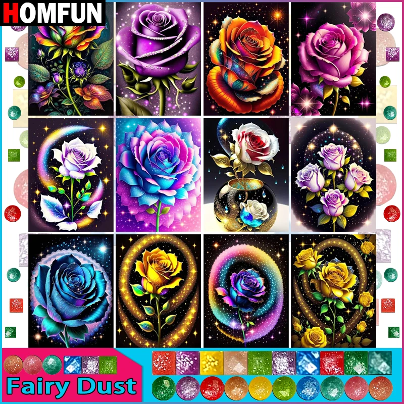 HOMFUN сказочная пыль алмазная живопись &quotЦветочная роза&quot полная