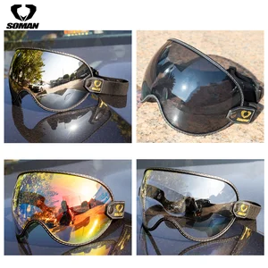 SOMAN Motorcycle Helmet Bubble Shield Visor Lens Sunglasses Goggles Accessories Fit All Vintage Retr