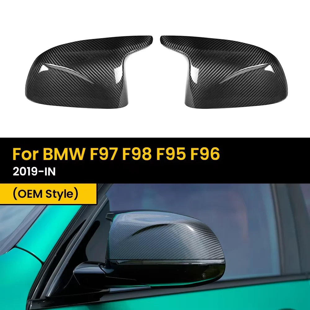 

Настоящие сухие углеродное волокно, боковое крыло автомобиля, крышки зеркала заднего вида, глянцевые колпачки для BMW F97 F98 F95 F96 2019-IN OEM стиль