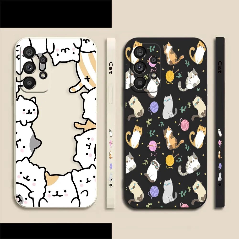 

Cute Cartoon Cat Pattern Case For Samsung Galaxy A73 A72 A71 A53 A52 A51 A42 A33 A32 A31 A23 A22 A21S 4G 5G Colour Liquid Case