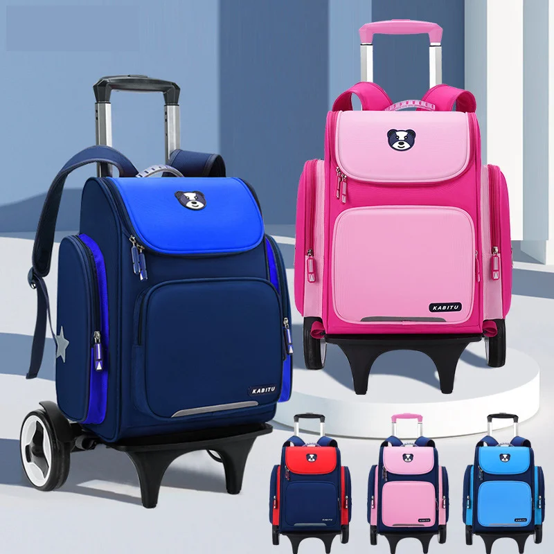 

Вместительная школьная сумка для студентов, детский рюкзак на колесиках, школьный ранец на колесиках