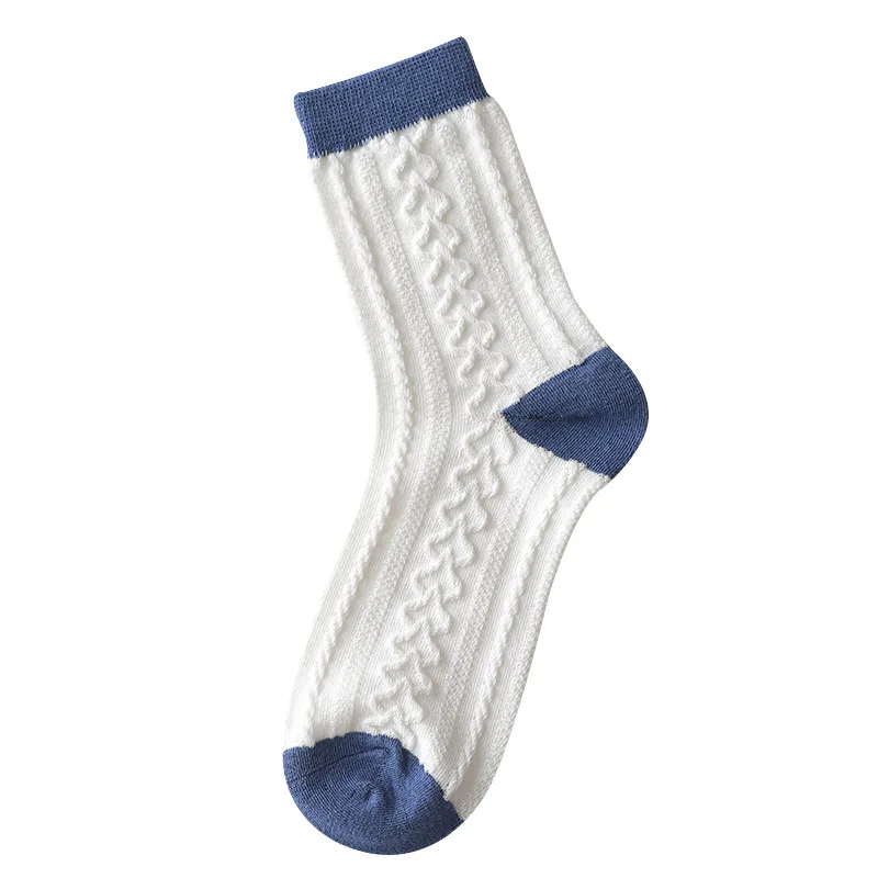 Socks children Korean version of the middle tube ins Chaochun Autumn cute bear cartoon blue Japanese versatile student stockings