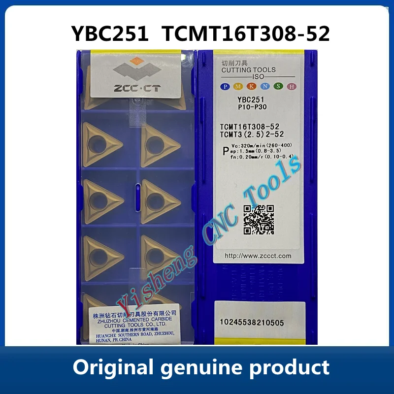 

Free Shipping Original ZCC CT YBC251 TCMT16T308-52 10pcs Carbide Inserts CNC Turning Tool Lathe Cutter Tools