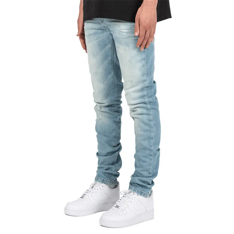 New Mens Jeans Youth Casual Men's Medium Waist Slim Fit Pencil Pants Streetwear Men Fashion Full Length Denim Pants