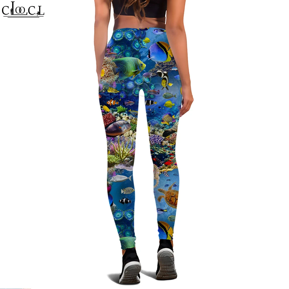 CLOOCL Leggings for Women Ocean World Graphic 3D Print High Waist Leggings Sexy Slim Gym Training Pants Seamless Trousers images - 6