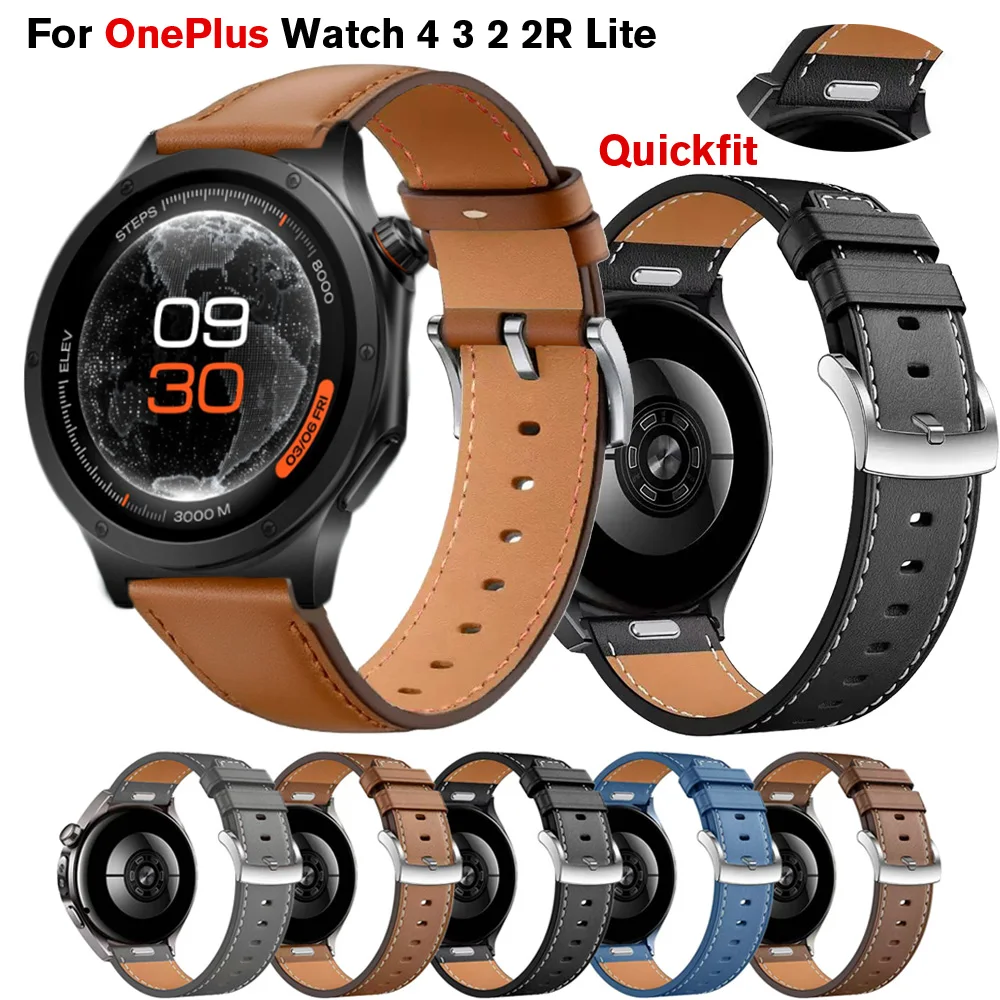 Фото Быстросъемный кожаный ремешок 22 мм для OnePlus Watch 4 3 2 2R, браслет-ремешок для часов OnePlus Watch Lite, аксессуар. №1