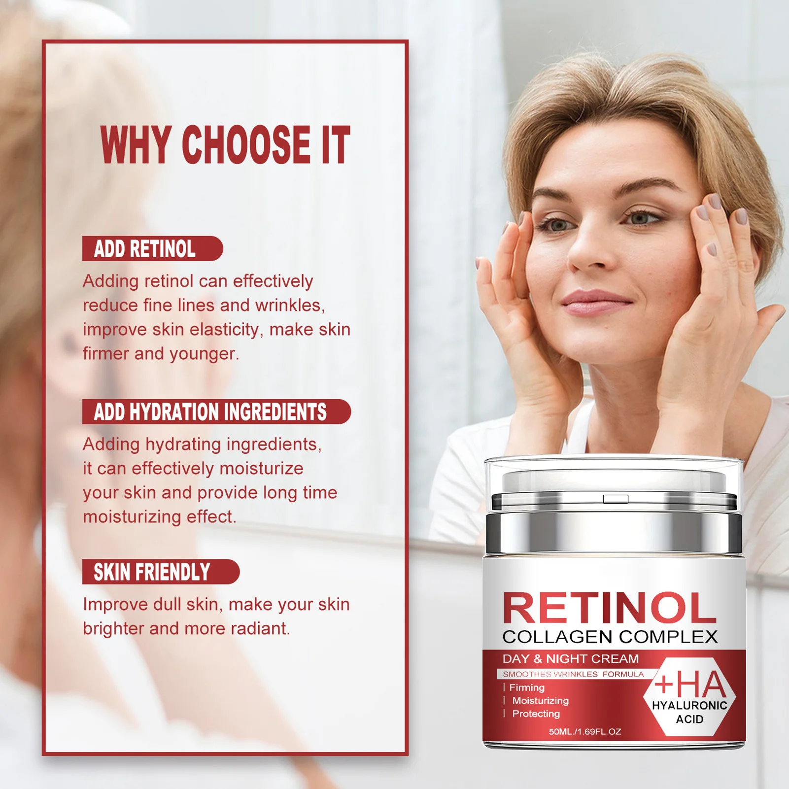 Горячий 50 мл крем для лица с ретинолом увлажняющий укрепляющий осветляющий уход