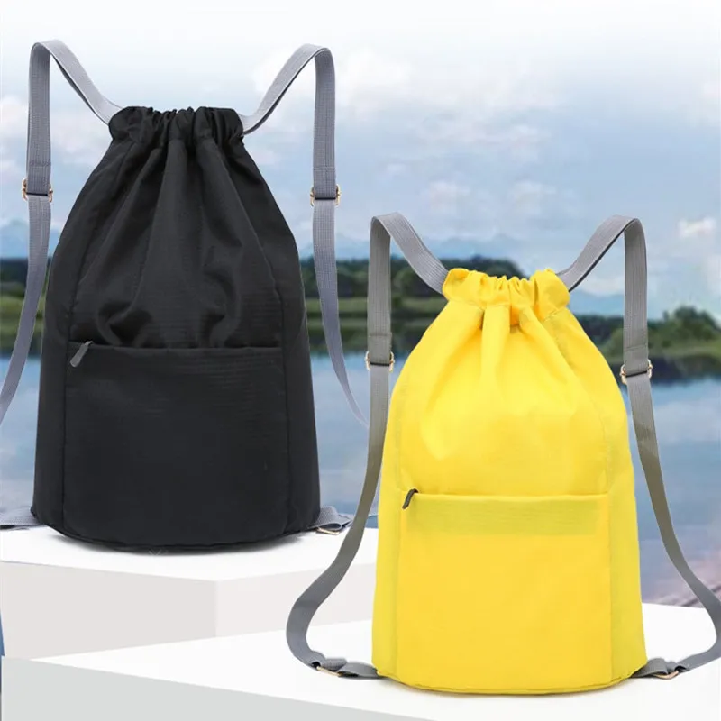 

Yoga Waterproof Foldable Nylon Outdoors Durable Bags Camping Lightweight Sports Swimming Backpack Simple Beach Drawstring Bags
