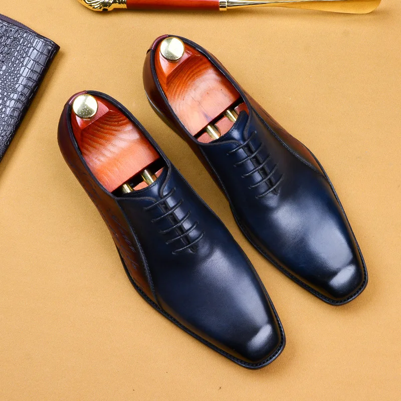

2022 spring and autumn new business British style pointed men's formal shoes lace up men's leather shoes handmade shoes