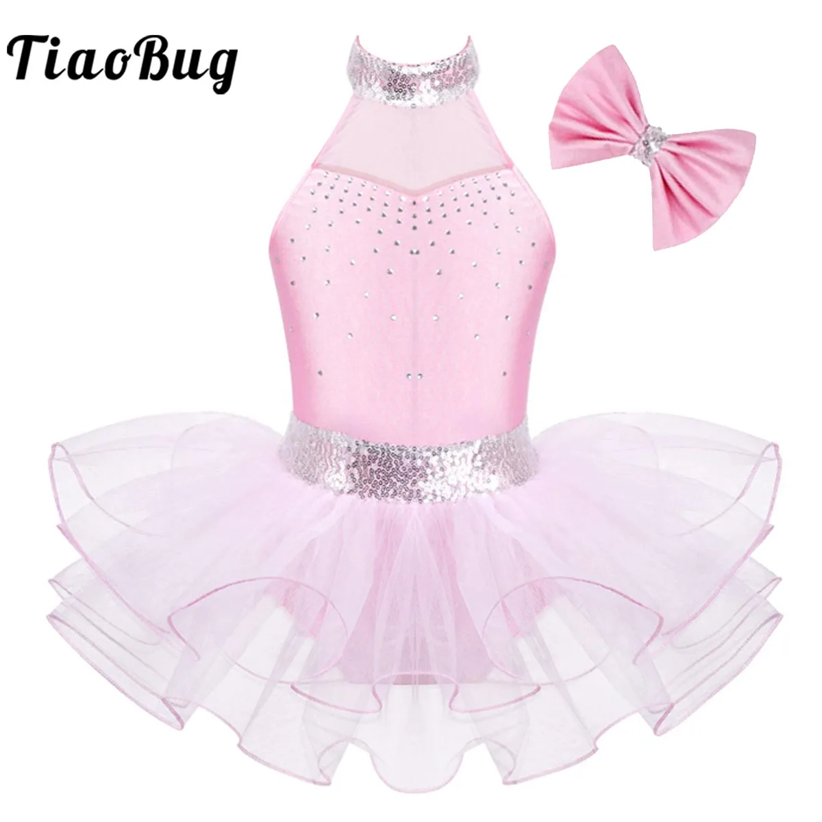 Балетное платье-пачка для девочек сетчатый купальник с блестками балерины