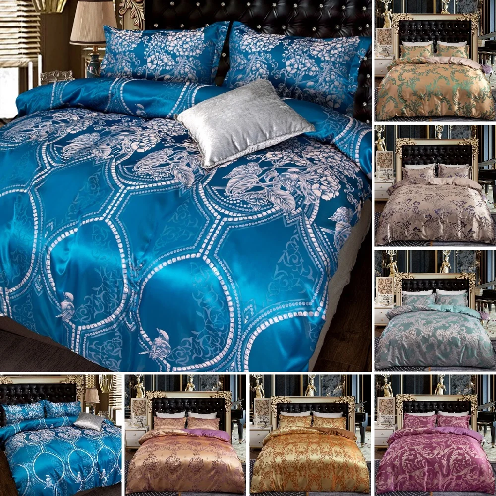 

Роскошный комплект постельного белья из сатина и жаккарда, наборы пододеяльников, 2/3/4 шт., пододеяльник, простыня, 1/2 наволочки, двойные, двус...