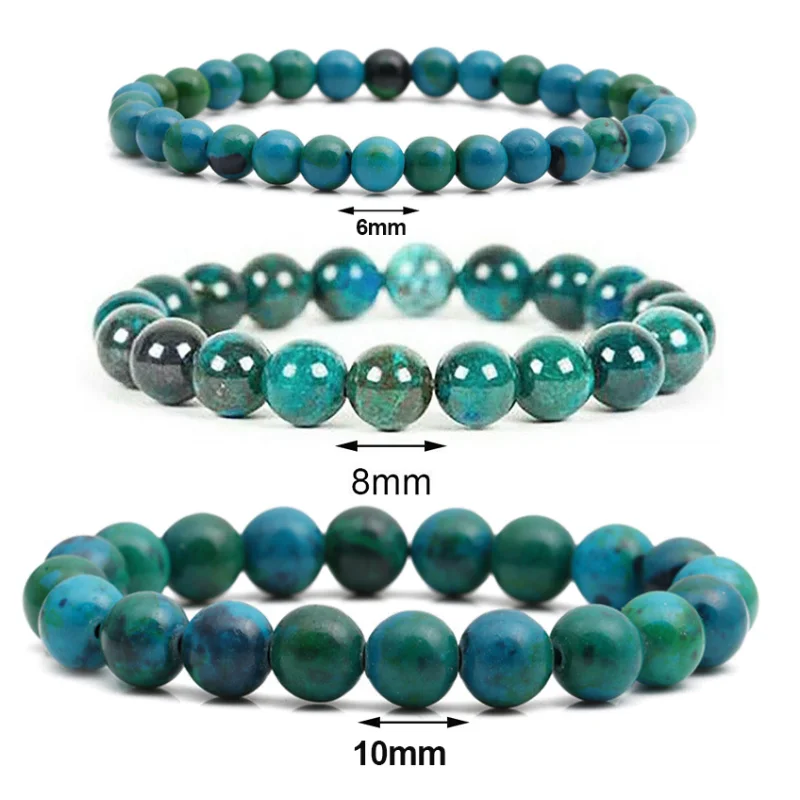 Chrysocolla Malachite Bracelets Women Men Natural Stone Beads Bracelet Round Diabetes Relief Bracelet Healing Jewelry 6/8/10mm images - 6