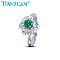 new 4 5mm main stone emerald green flower shape rings 925 silver 14k 18k wedding party gifts fine jewelry