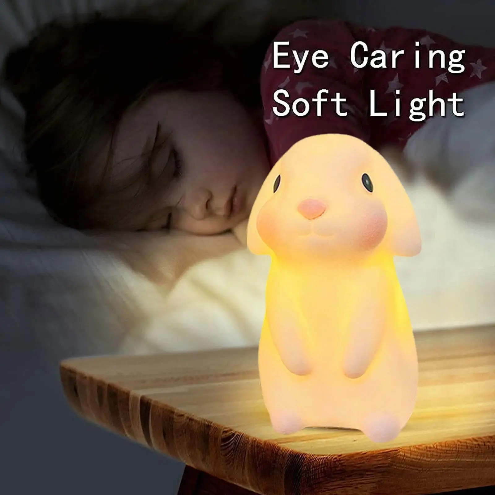 

Cute Rabbit Silicone Night Lamp Bedroom Bedside Lamp Cartoon LED Lamp Indoor Light For Room Decoration New Year Gift I5M8