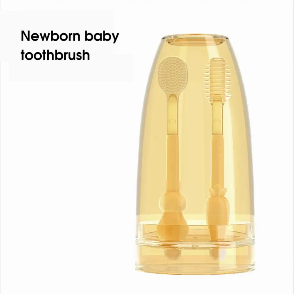 

Baby Toothbrush Round Brush Head Non-slip Soft Oral Care Cleaning Childrens Toothbrush Food Grade Silicone