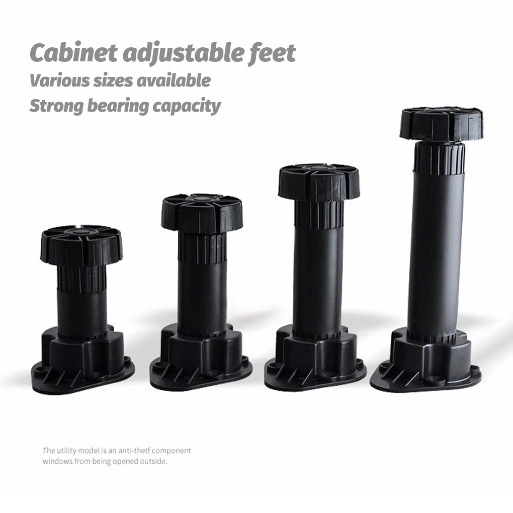 

4 Pieces Office Adjustable Cabinet Feet Nightstand Support Legs Furniture