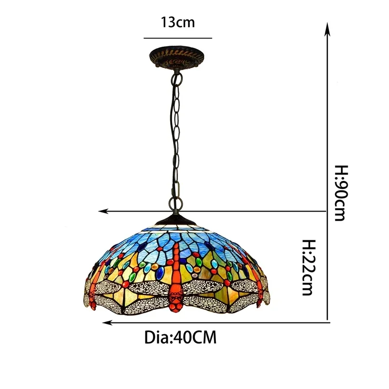 40 см европейская синяя средиземноморская стрекоза ретро креативный витраж