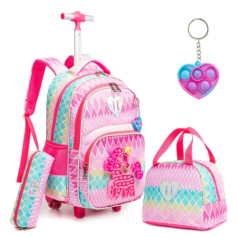 With Wheels For Elementary Kids Pink Suitcase Set Travel Laptop Luggage For Girls