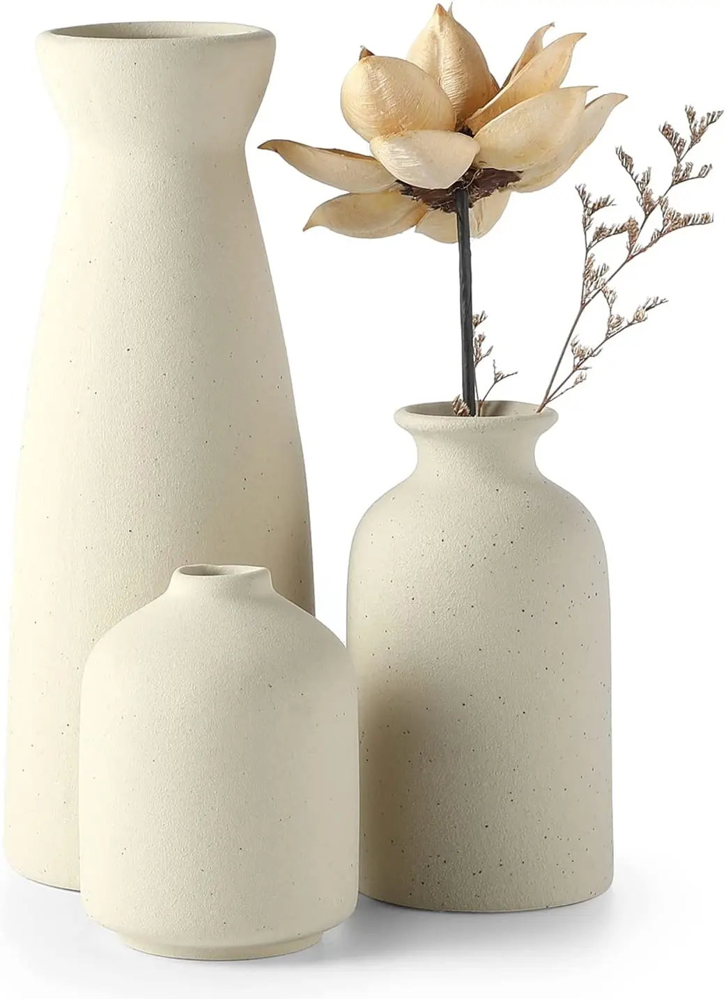 

Lot de 2 vases céramique noir Petits vases à fleurs pour décor maison de ferme rustique moderne vases décoratifs pour